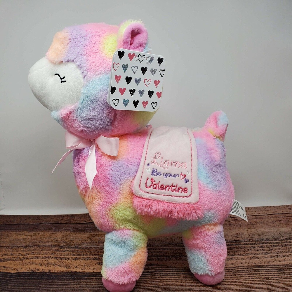 Kellytoy Plush Llama Be Your Valentine Tie Dye Neon Gift 16" Pink Purple Orange